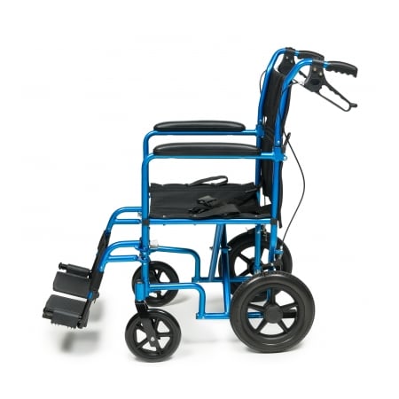 Everest & Jennings Deluxe Transport Wheelchair, Steel Frame & Upgraded Wheels, 19" Seat, Blue
